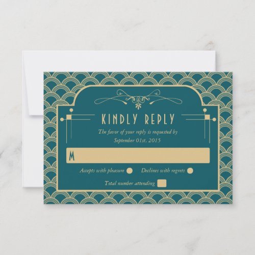 Vintage 1920s Art Deco Gatsby Wedding Collection RSVP Card