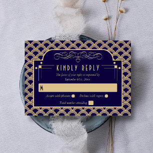 Vintage 1920's Art Deco Gatsby Wedding Collection RSVP Card