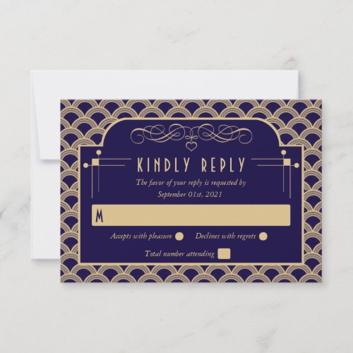 Vintage 1920s Art Deco Gatsby Wedding Collection RSVP Card