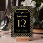 Vintage 1920's Art Deco Gatsby Wedding Collection Table Number<br><div class="desc">These vintage Gatsby style wedding table number cards are perfect for any couple planning a romantic antique themed marriage. Easily personalize this design by adding your own custom wording to the template boxes provided, or click the "Customize it" button for more advance settings. Matching wedding items can be found in...</div>