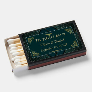 Vintage 1920's Art Deco Gatsby Wedding Favor Matchboxes