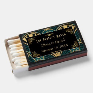 Vintage 1920's Art Deco Gatsby Wedding Favor Matchboxes