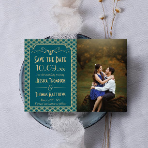 Vintage 1920's Art Deco Gatsby Wedding Photo Save The Date