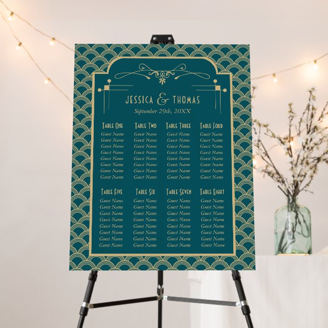 Vintage 1920's Art Deco Gatsby Wedding Seating Foam Board (In Situ (Stand))