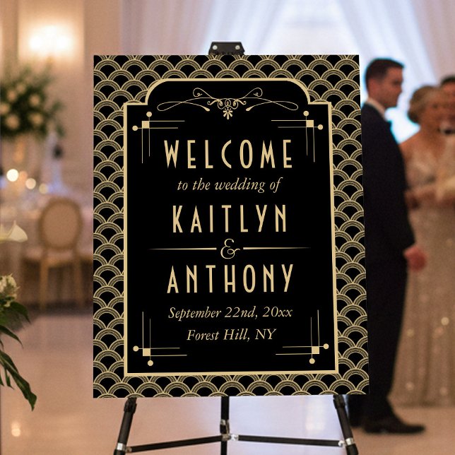 Vintage 1920's Art Deco Gatsby Wedding Welcome Foam Board (Creator Uploaded)