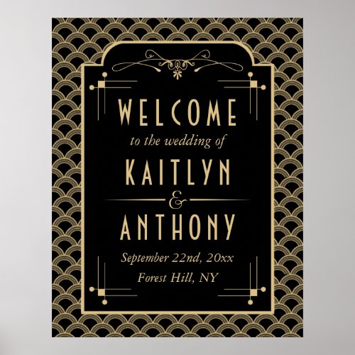 Vintage 1920s Art Deco Gatsby Wedding Welcome Poster