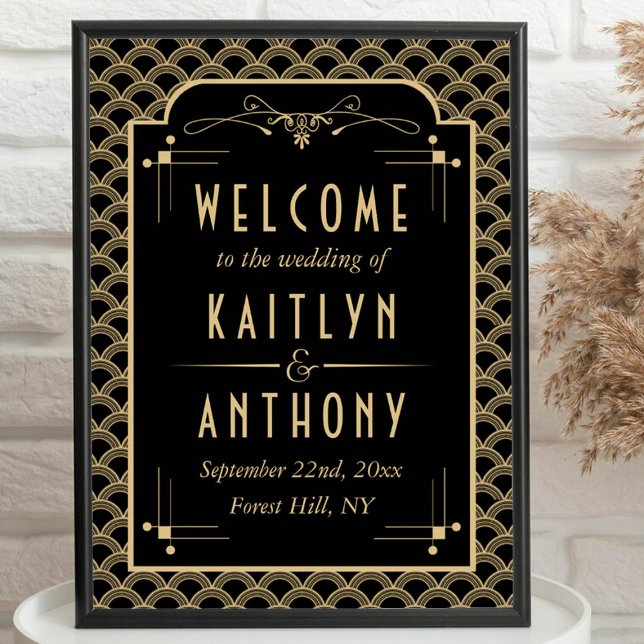 Vintage 1920's Art Deco Gatsby Wedding Welcome Poster (Creator Uploaded)