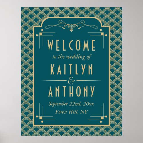 Vintage 1920s Art Deco Gatsby Wedding Welcome Poster