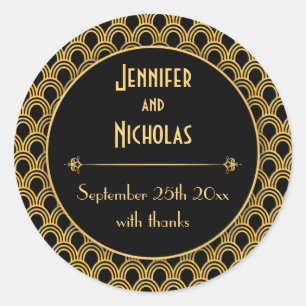 Vintage 1920s Art Deco Geometric Fans Pattern Classic Round Sticker