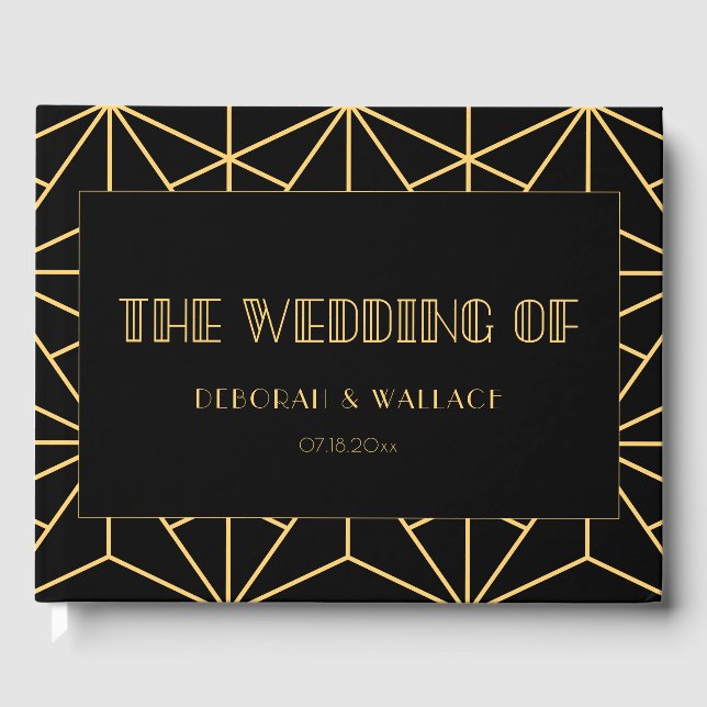 Vintage 1920s art deco geometric wedding guest book (Front)