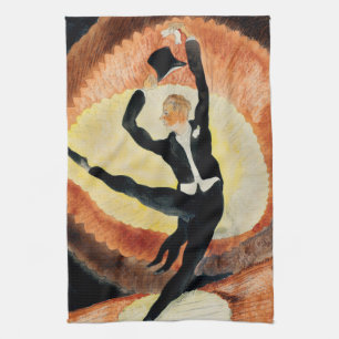 Vintage 1920s Art Deco Male Dancer Top Hat Kitchen Towel