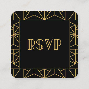 Vintage 1920s art deco QR code RSVP response Enclosure Card
