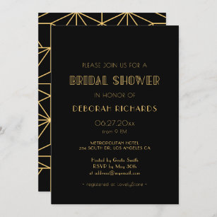 Vintage 1920s art deco simple Bridal shower Invitation