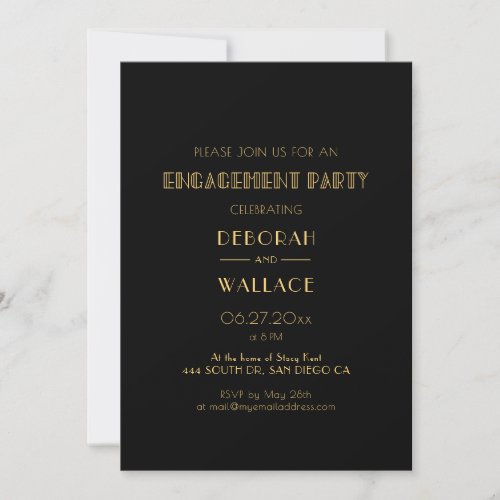 Vintage 1920s art deco simple Engagement party Invitation