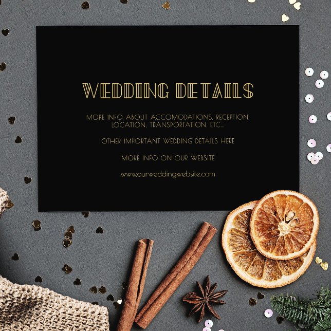 Vintage 1920s art deco simple wedding details card (Creator Uploaded)