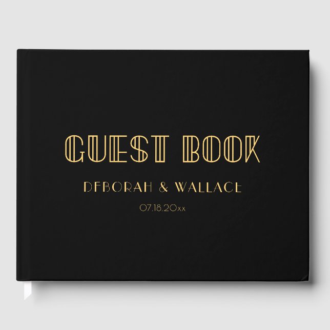 Vintage 1920s art deco simple wedding guest book (Front)