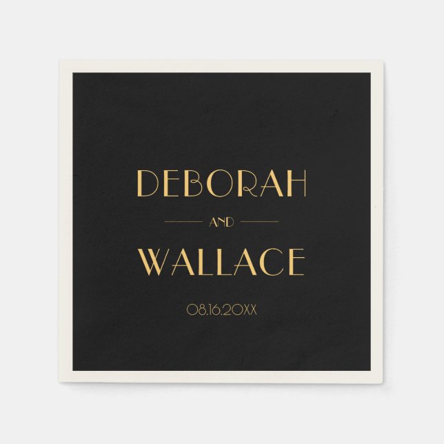 Vintage 1920s art deco simple wedding napkins (Front)