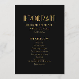 Vintage 1920s art deco simple wedding program