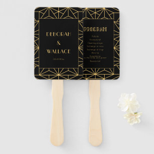 Vintage 1920s art deco simple wedding program hand fan