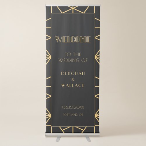 Vintage 1920s art deco Welcome to our wedding Retractable Banner