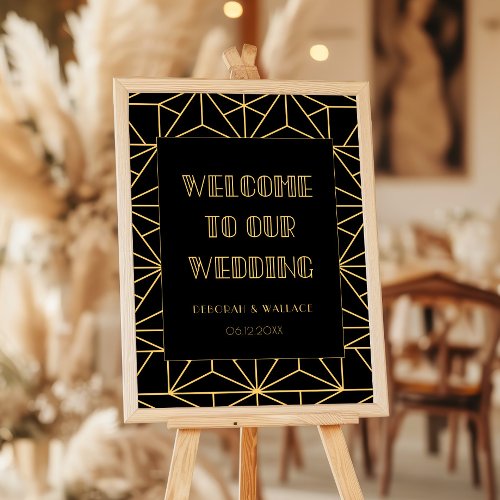 Vintage 1920s art deco Welcome to our wedding sign