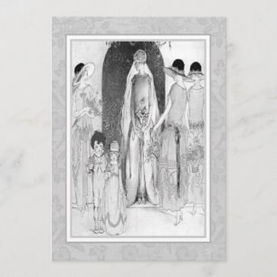Vintage 1920s Bridal Party Shower Gray and White Invitation