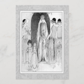 Vintage 1920s Bridal Party Shower Gray and White Invitation