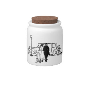 Vintage 1920s Bride & Groom Wedding  Candy Jar
