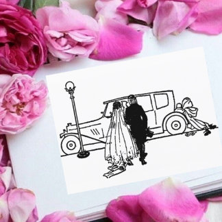 Vintage 1920s Bride & Groom Wedding Postcard
