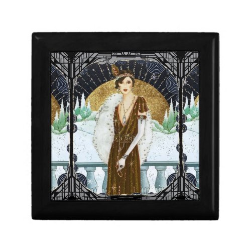 Vintage 1920s Bronze Dress Christmas Flapper Woman Gift Box