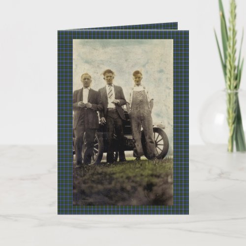 Vintage 1920s Car and Men Card