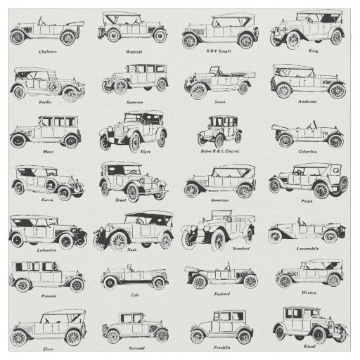 Vintage 1920's Car Automobile Art Pattern Fabric