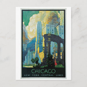 vintage 1920s Chicago city travel ad Postcard