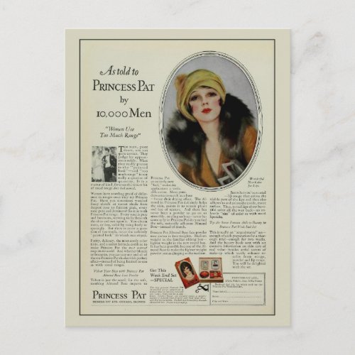 Vintage 1920s cosmetics magazine ad postcard