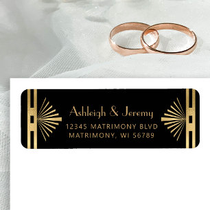 Vintage 1920s Deco Black Gold Label