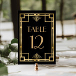 Vintage 1920s Deco Frame Black Gold Wedding Table Number<br><div class="desc">This elegant vintage-inspired wedding table number card features a gold faux foil geometric deco border on a black background. The word "table" appears in decorative gold-colored 1920s-style font. (Edit the table number separately for each individual card.)</div>