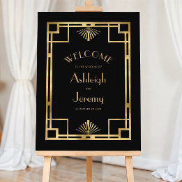 Vintage 1920s Deco Gold Frame Black Wedding Foam Board