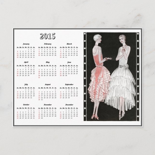 Vintage 1920's Fashion 2015 Calendar Postcard (Front)