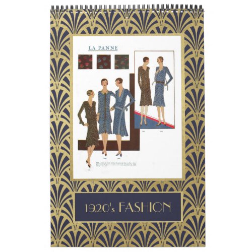 Vintage 1920s Fashion  Faux Gold Art Deco Calendar