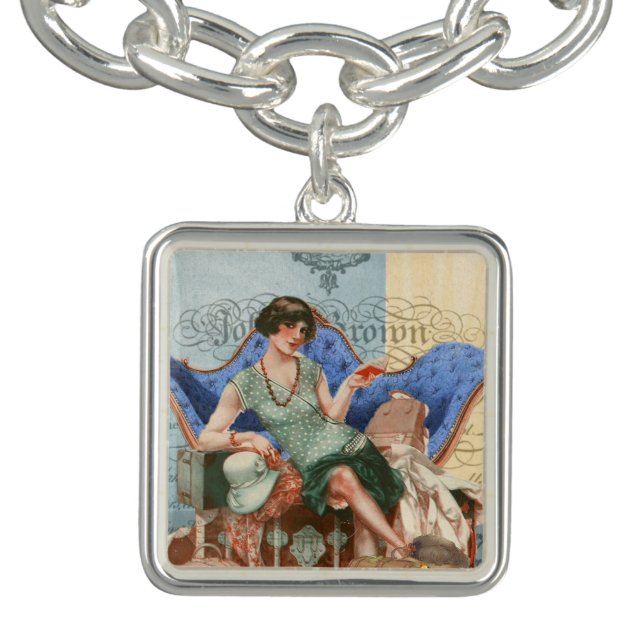 Vintage 1920s Flapper Girl in Paris Art Bracelet (Design)