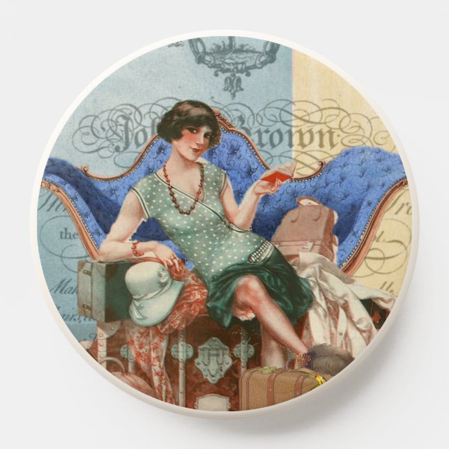 Vintage 1920s Flapper Girl in Paris Art PopSocket (Popsocket)