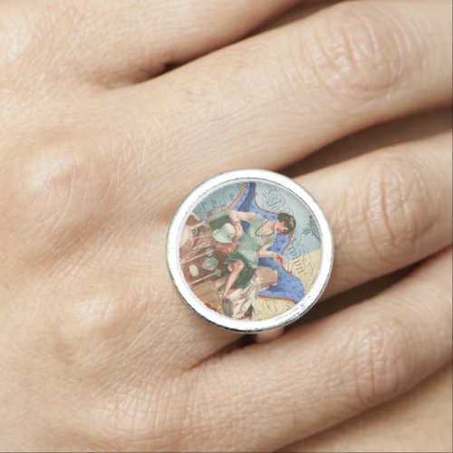 Vintage 1920s Flapper Girl in Paris Art Ring