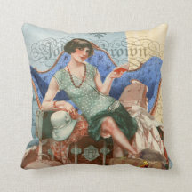 Multicolor VG Productions Fashion Women Hats Tea Cake 1920s Flappers Victorian Sweets Throw Pillow 16x16