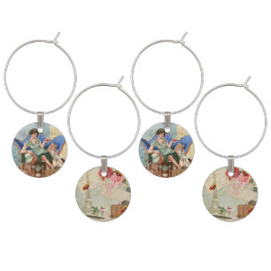 Vintage 1920s Flapper Girl in Paris Art Wine Charm