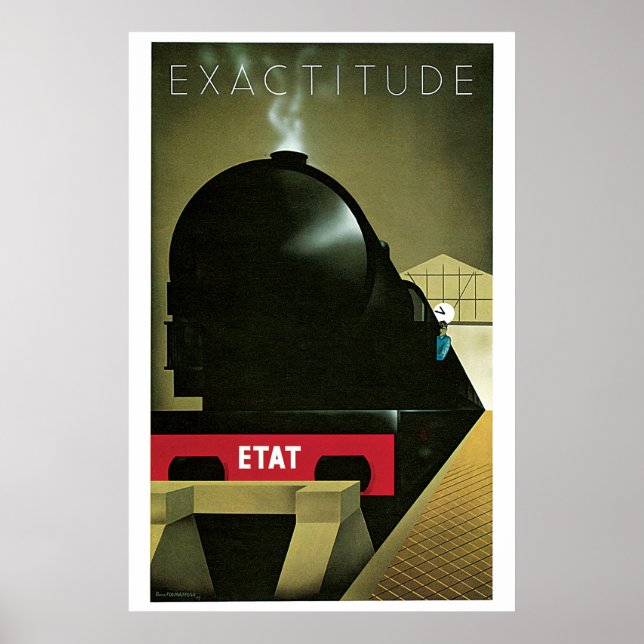 Vintage 1920s French Art Deco train travel ad Poster (Front)