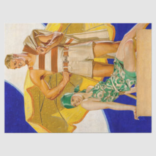 Vintage 1920's FX Leyendecker Art Deco Decoupage Tissue Paper