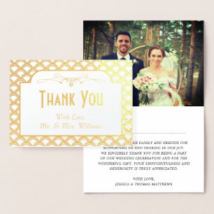 Vintage 1920's Gatsby Photo Wedding Thank You Foil Card