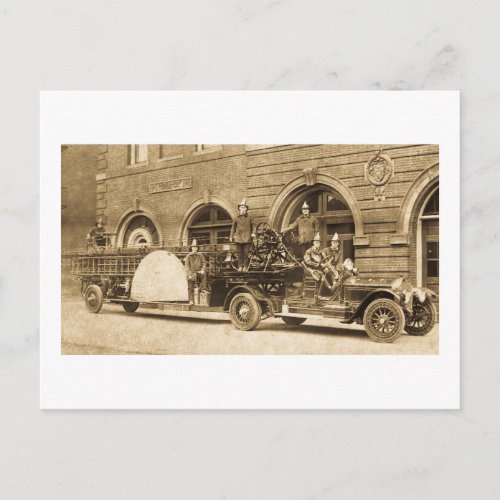 Vintage 1920s Hook and Ladder Fire Company Postcard
