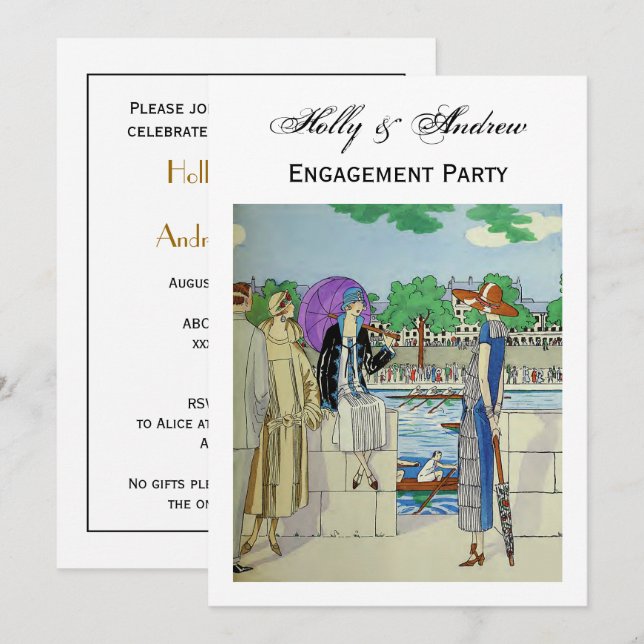 Vintage 1920s Ladies at Crew Race Regatta Invitation (Front/Back)