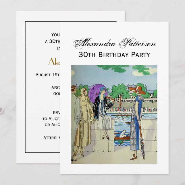 Vintage 1920s Ladies at Crew Race Regatta Invitation (Front/Back)